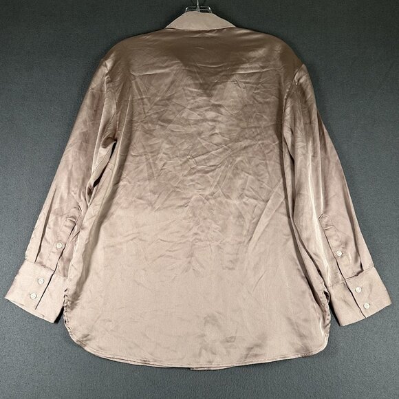 Abercrombie & Fitch Shirt Womens Small Satin Oversized Button Up Long Sleeve - Picture 8 of 10